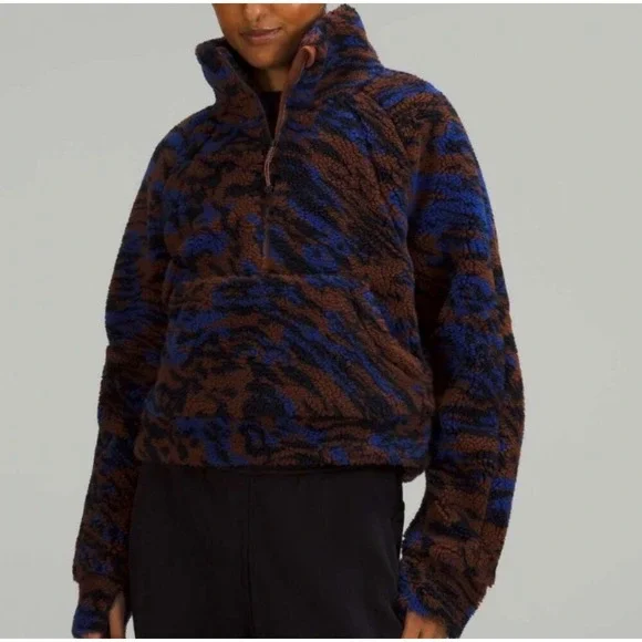 Lululemon Scuba Oversized Fleece Funnel Neck Pullover Jacquard liquisize camo L - Picture 1 of 6